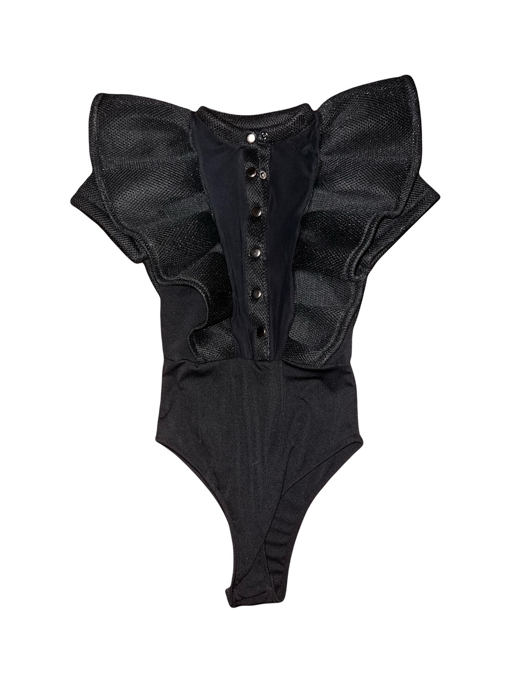 California Costumes Wednesday Addams Black Ruffled One-Piece Bodysuit